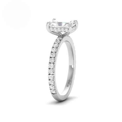 Load image 1 in gallery view. Lila Radiant Cut Diamond Engagement Ring with Diamond Hidden Halo and Diamond Band