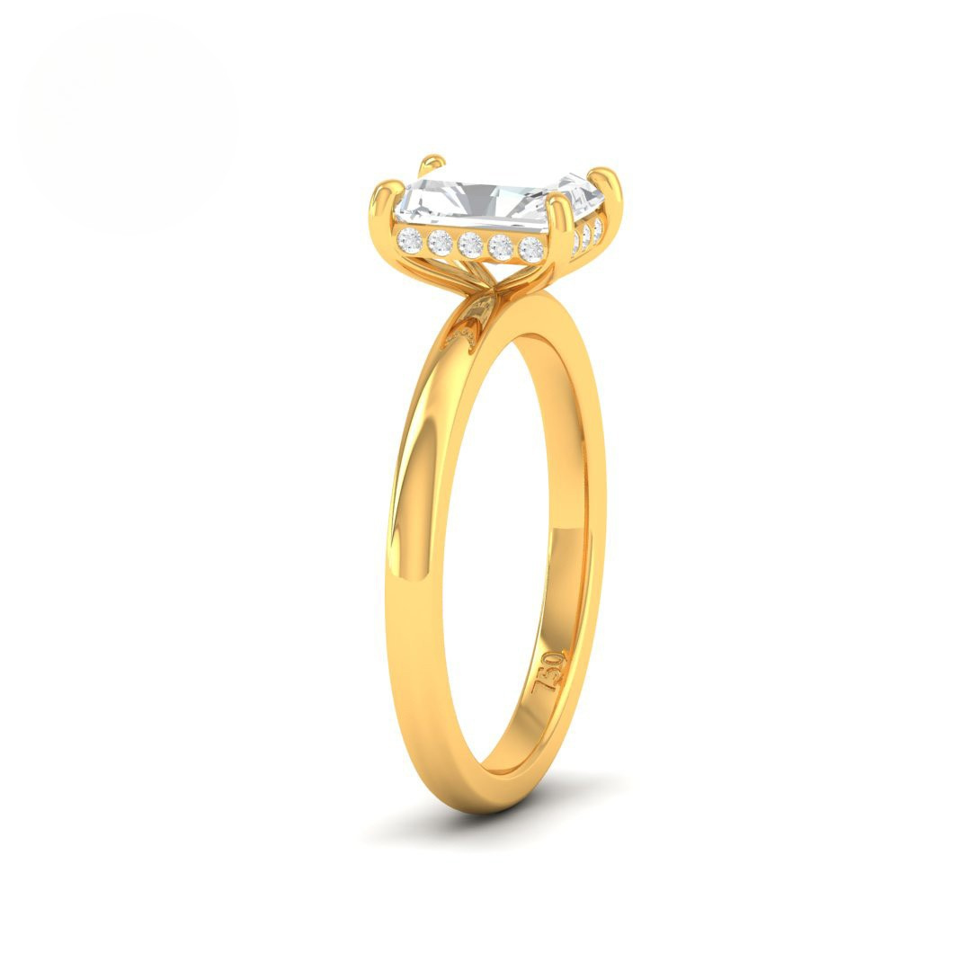 Kiara Radiant Cut Diamond With Hidden Halo Engagement Ring
