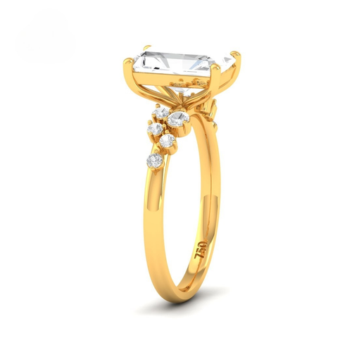 Load image 1 in gallery view. Lina Radiant Cut Diamond Engagement Ring With Diamond Accent Band