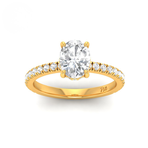 Load image 1 in gallery view. Lila Oval Cut Diamond Engagement Ring with Diamond Hidden Halo and Diamond Band