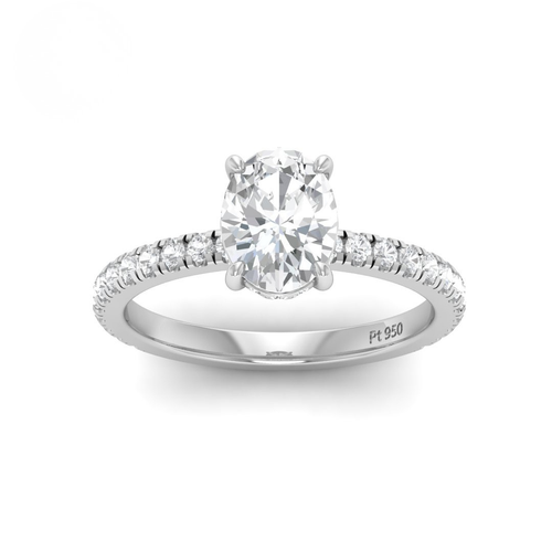Load image 1 in gallery view. Lila Oval Cut Diamond Engagement Ring with Diamond Hidden Halo and Diamond Band