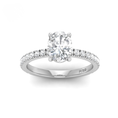Load image 1 in gallery view. Athena Oval With Diamond Band Engagement Ring
