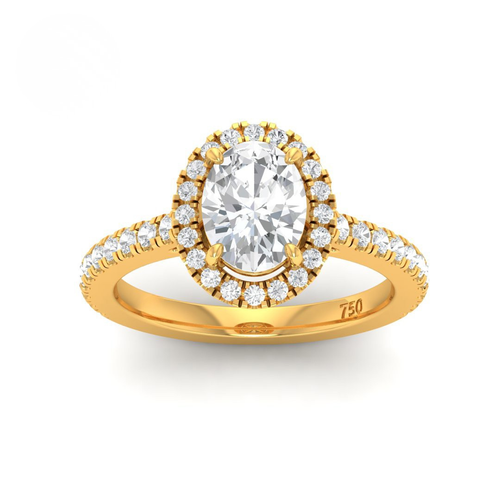 Load image 1 in gallery view. Belle Oval Cut Diamond Engagement Ring with Diamond Halo & Diamond Band