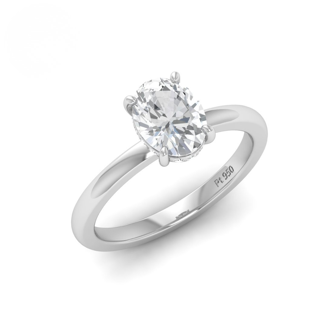 Kiara Oval Cut Diamond With Hidden Halo Engagement Ring