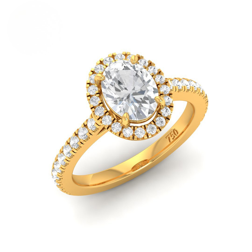 Load image 1 in gallery view. Belle Oval Cut Diamond Engagement Ring with Diamond Halo & Diamond Band