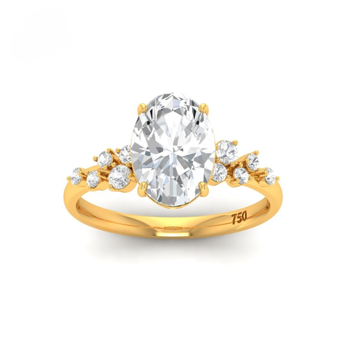 Load image 1 in gallery view. Lina Oval Cut Diamond Engagement Ring With Diamond Accent Band