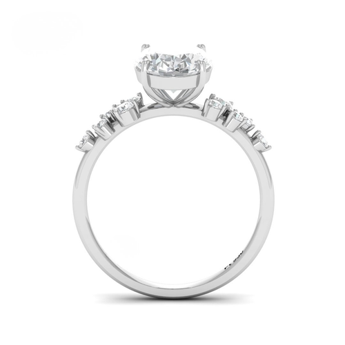 Load image 1 in gallery view. Lina Oval Cut Diamond Engagement Ring With Diamond Accent Band