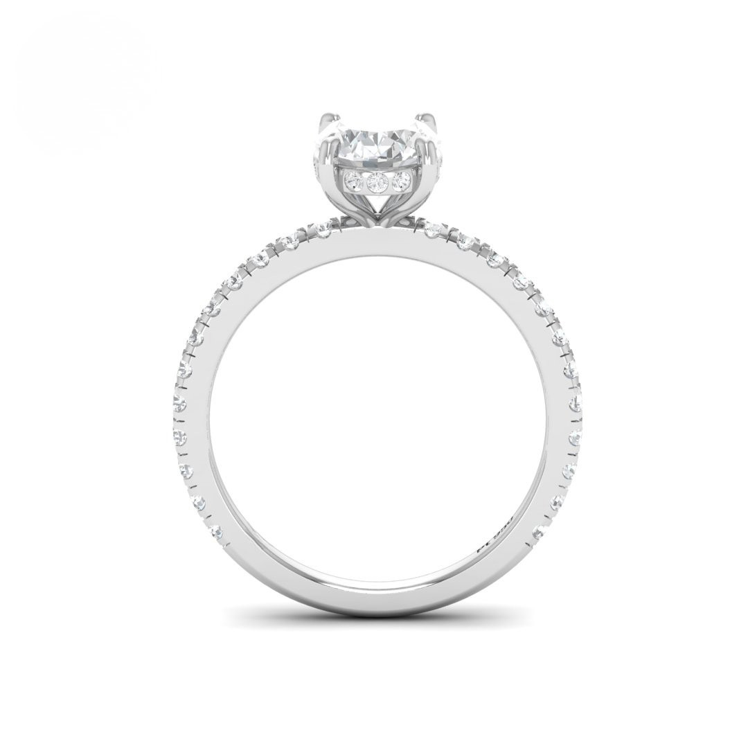 Lila Oval Cut Diamond Engagement Ring with Diamond Hidden Halo and Diamond Band