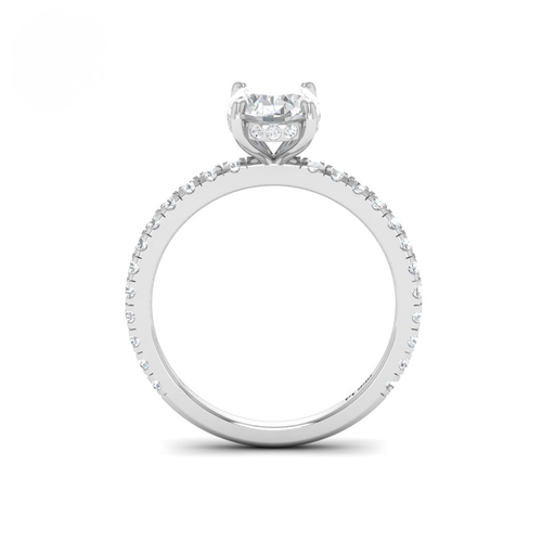 Load image 1 in gallery view. Lila Oval Cut Diamond Engagement Ring with Diamond Hidden Halo and Diamond Band