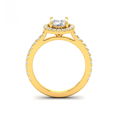 Load image 1 in gallery view. Belle Oval Cut Diamond Engagement Ring with Diamond Halo & Diamond Band