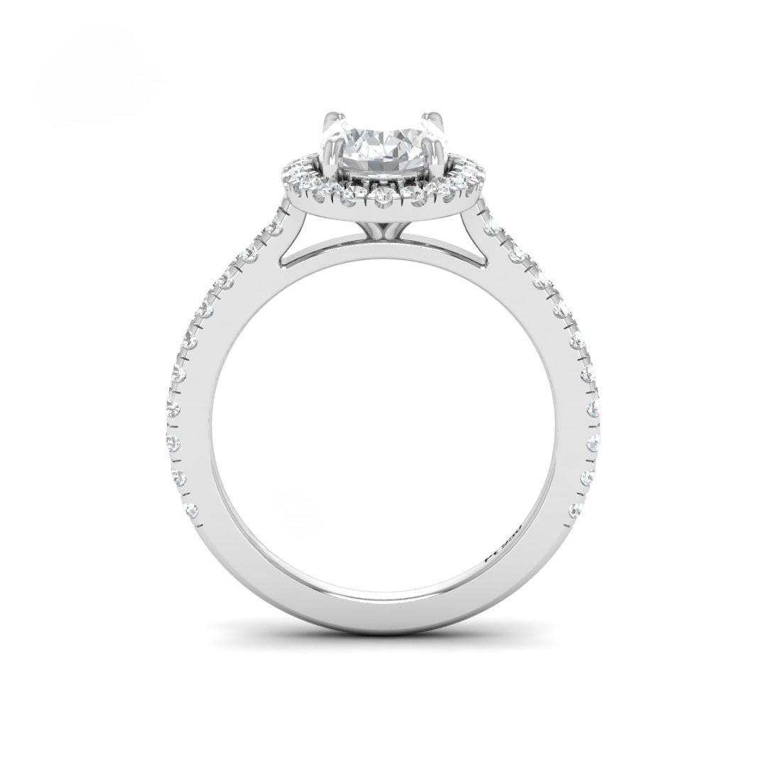 Belle Oval Cut Diamond Engagement Ring with Diamond Halo & Diamond Band