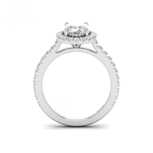 Load image 1 in gallery view. Belle Oval Cut Diamond Engagement Ring with Diamond Halo & Diamond Band