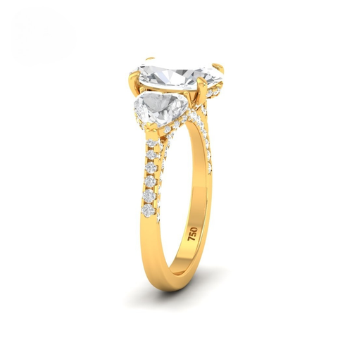 Load image 1 in gallery view. Vidhi Oval Cut Diamond Engagement Ring with Heart Cut Side Diamonds and 3D Diamond Band
