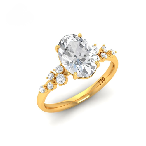 Load image 1 in gallery view. Lina Oval Cut Diamond Engagement Ring With Diamond Accent Band