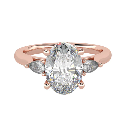 Load image 1 in gallery view. Isla Oval Diamond Ring with Pear Side Stones