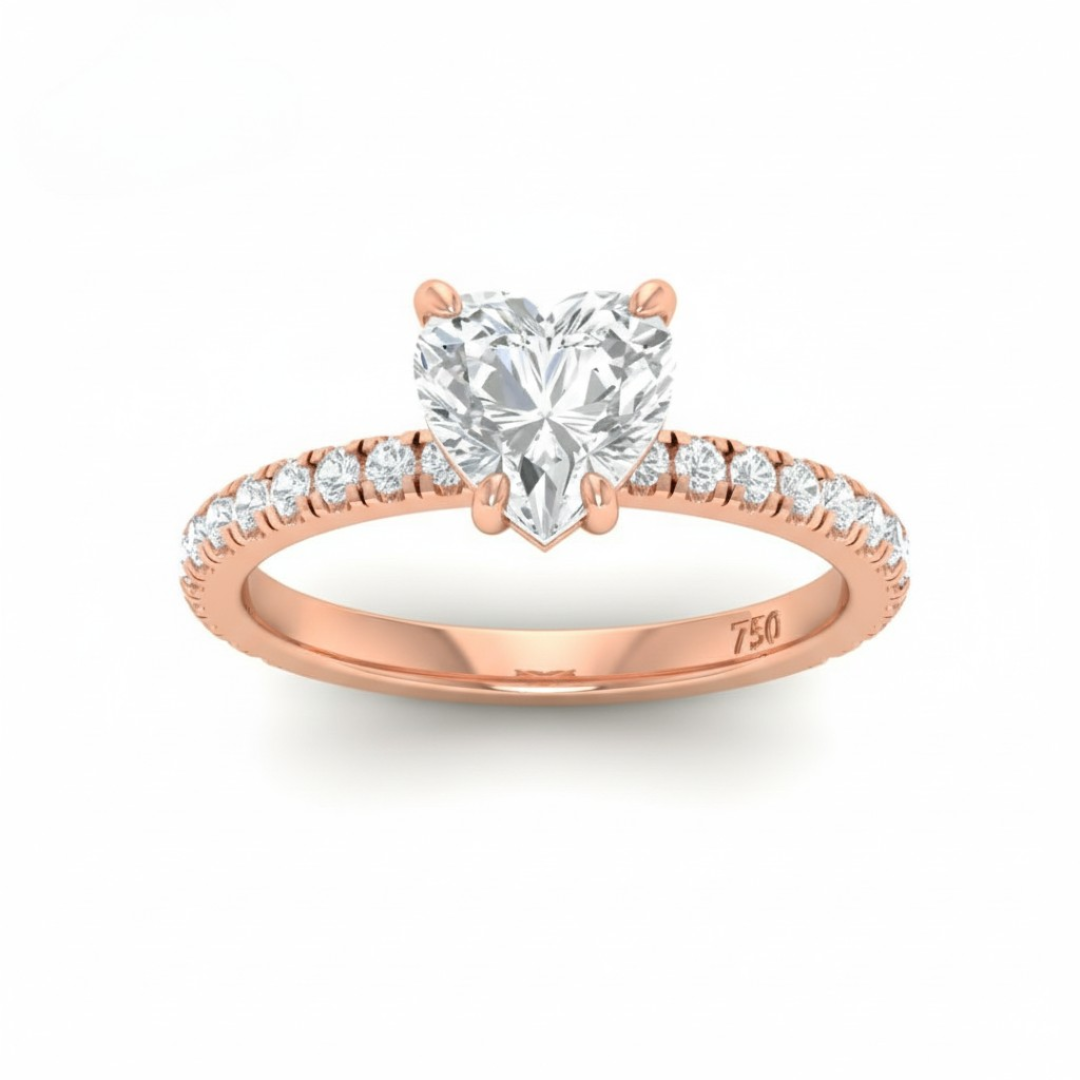 Athena Heart With Diamond Band Engagement Ring