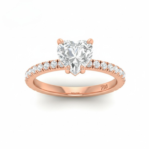 Load image 1 in gallery view. Athena Heart With Diamond Band Engagement Ring