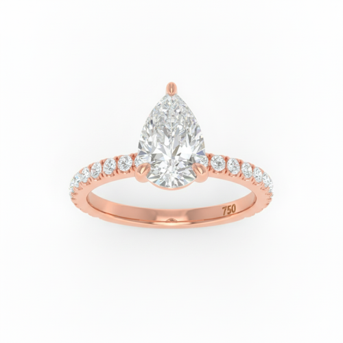 Load image 1 in gallery view. Athena Pear With Diamond Band Engagement Ring