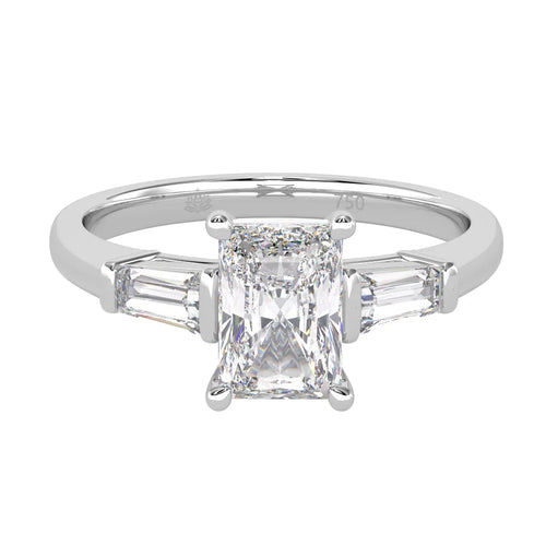 Load image 1 in gallery view. Aurora Radiant Diamond Ring with Tapered Baguette Accents