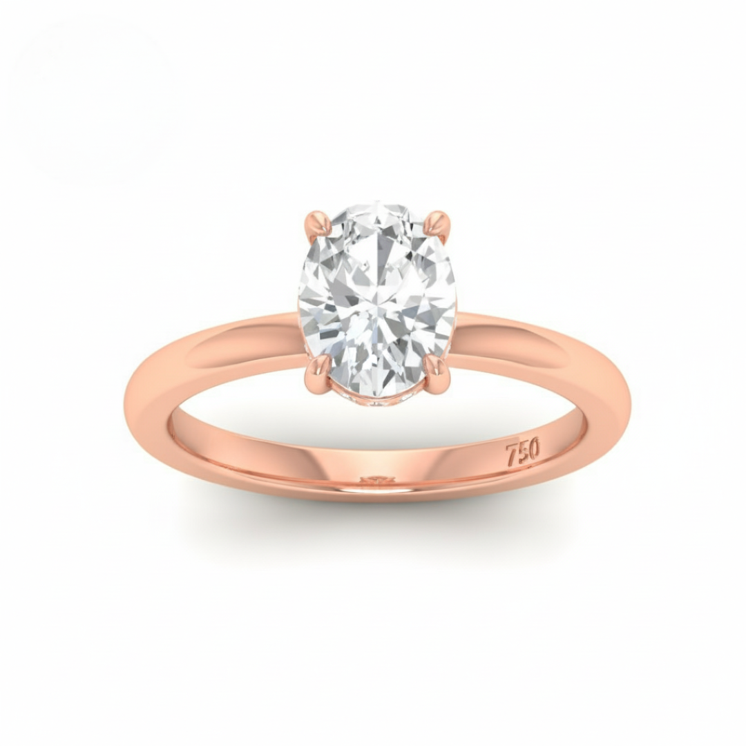 Kiara Oval Cut Diamond With Hidden Halo Engagement Ring