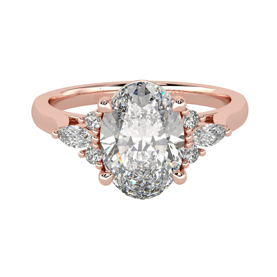 Grandeur Oval Diamond Ring with Sparkling Accent Band