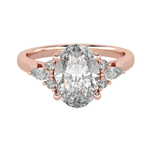 Load image 1 in gallery view. Grandeur Oval Diamond Ring with Sparkling Accent Band