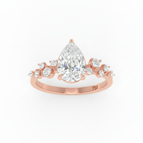 Load image 1 in gallery view. Lina Pear Cut Diamond Engagement Ring With Diamond Accent Band