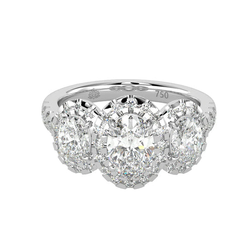 Load image 1 in gallery view. Lumière Trinity Oval Engagement Ring