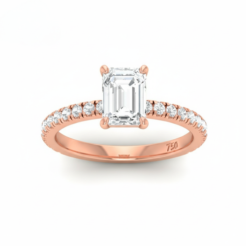 Load image 1 in gallery view. Athena Emerald With Diamond Band Engagement Ring