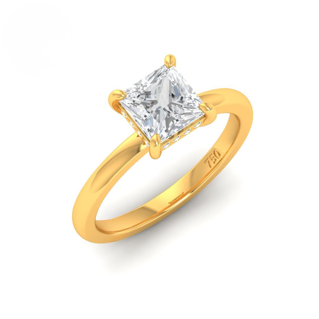 Kiara Princess Cut Diamond With Hidden Halo Engagement Ring