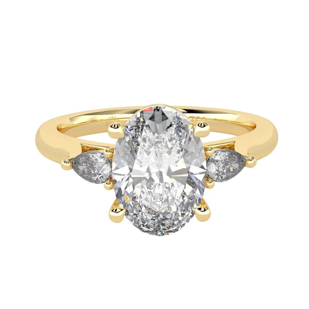 Isla Oval Diamond Ring with Pear Side Stones