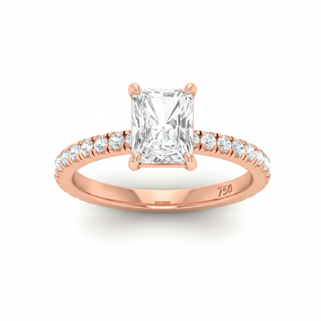 Athena Radiant With Diamond Band Engagement Ring