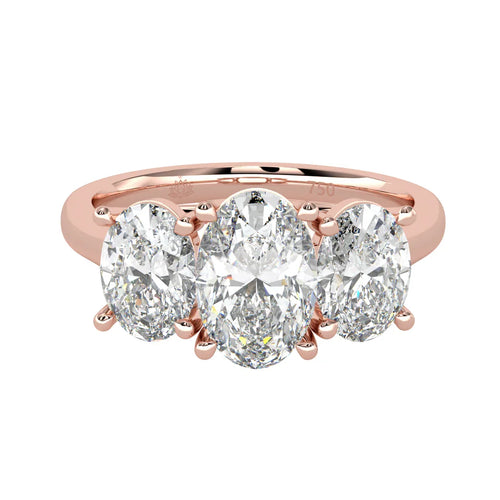 Load image 1 in gallery view. Genevieve Three Stone Oval Diamond Ring