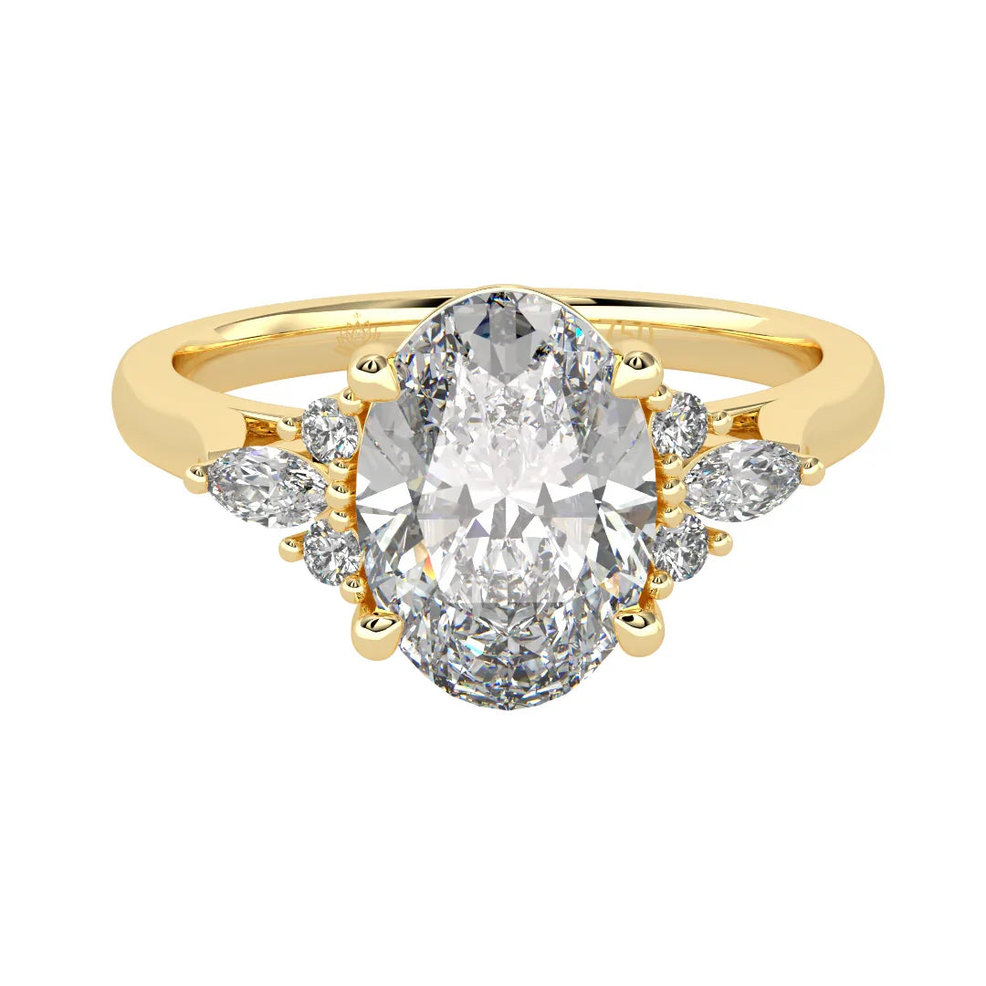 Grandeur Oval Diamond Ring with Sparkling Accent Band