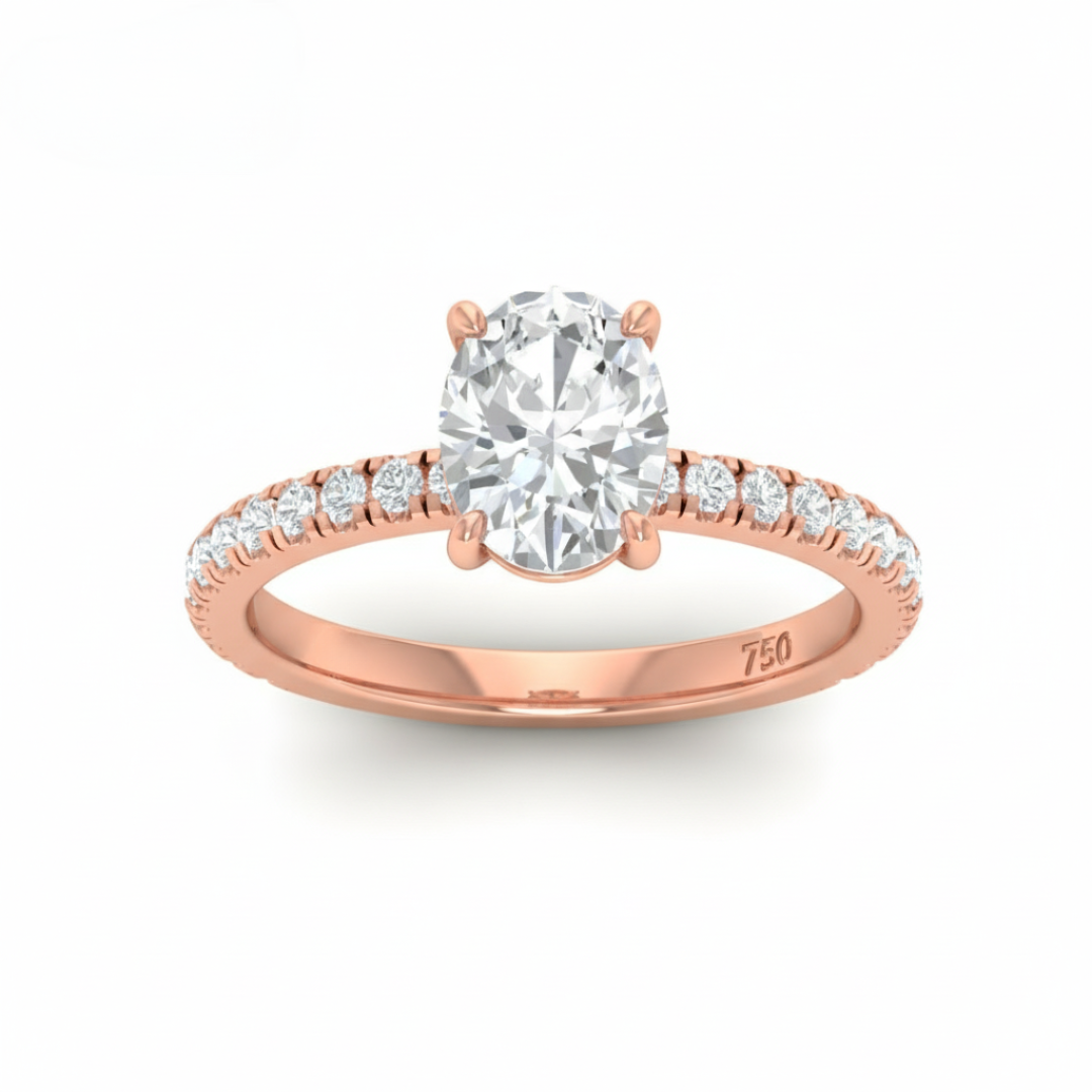 Athena Oval With Diamond Band Engagement Ring