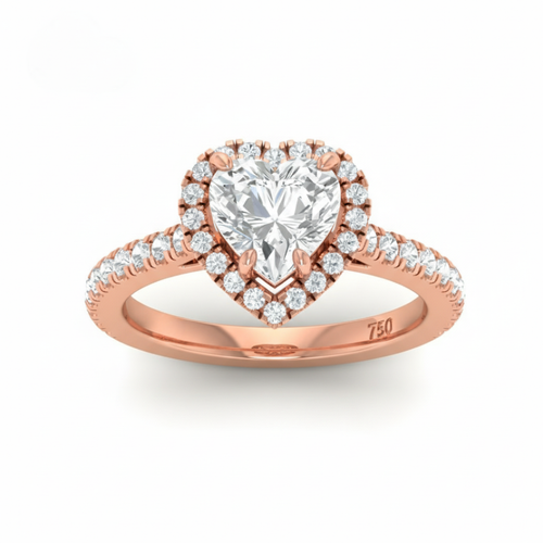 Load image 1 in gallery view. Belle Heart Cut Diamond Engagement Ring with Diamond Halo & Diamond Band