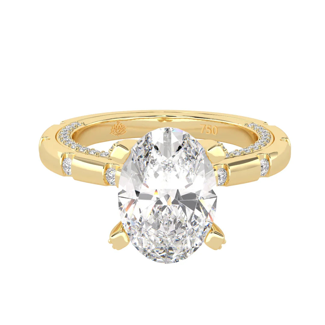 Sophia Oval Diamond Ring with Marquise Band