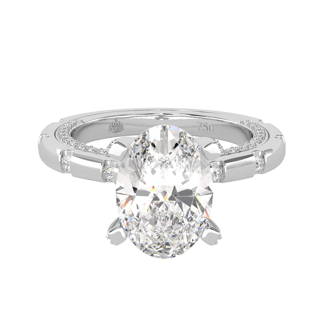 Sophia Oval Diamond Ring with Marquise Band
