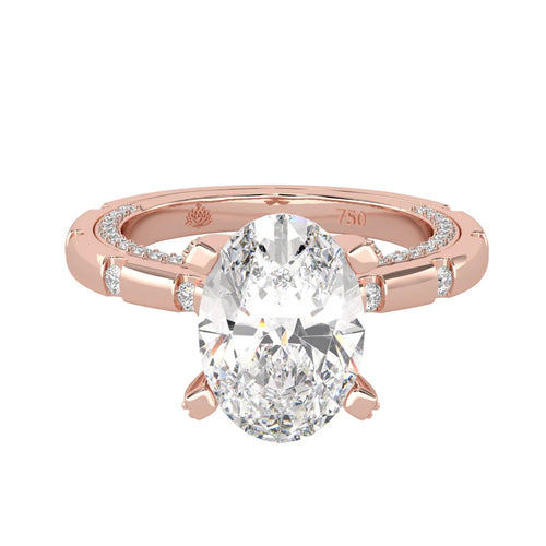 Load image 1 in gallery view. Sophia Oval Diamond Ring with Marquise Band