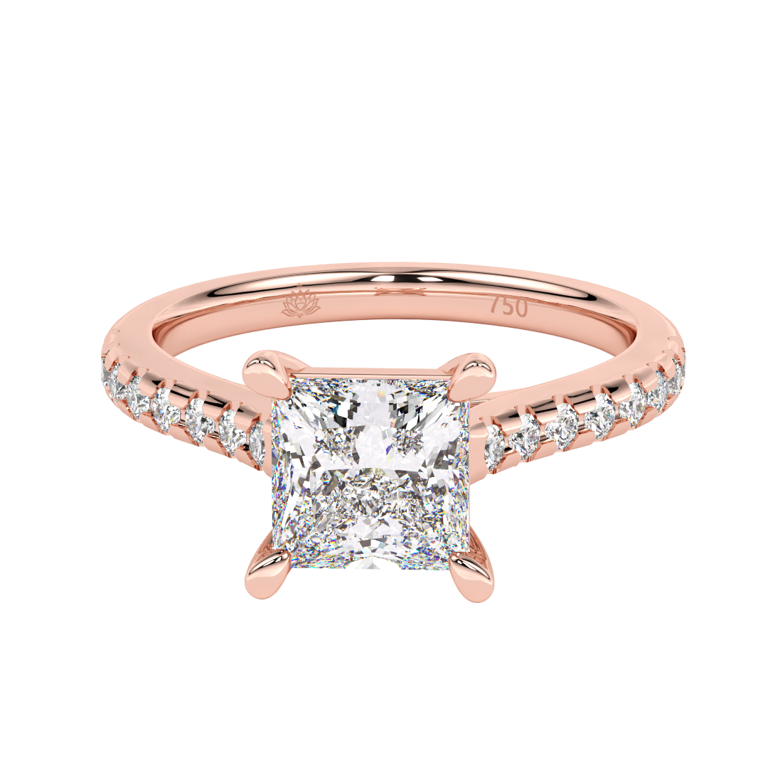 Antoinette Princess With Diamond Band Engagement Ring