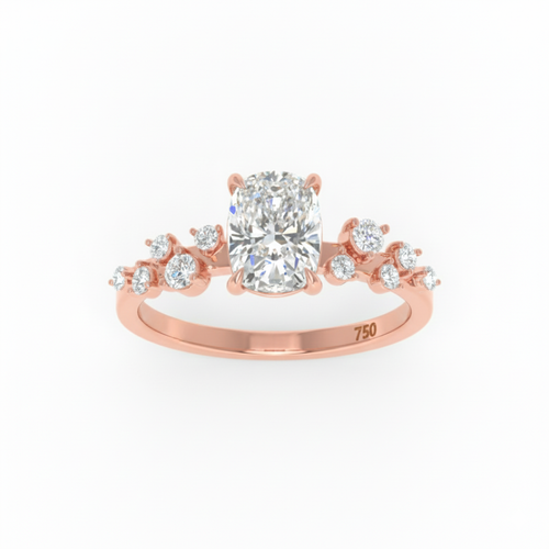 Load image 1 in gallery view. Lina Cushion Cut Diamond Engagement Ring With Diamond Accent Band