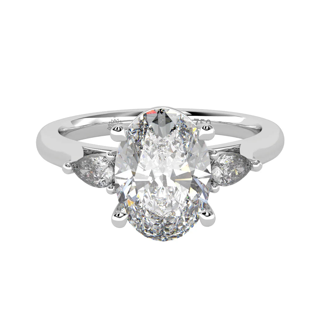 Isla Oval Diamond Ring with Pear Side Stones