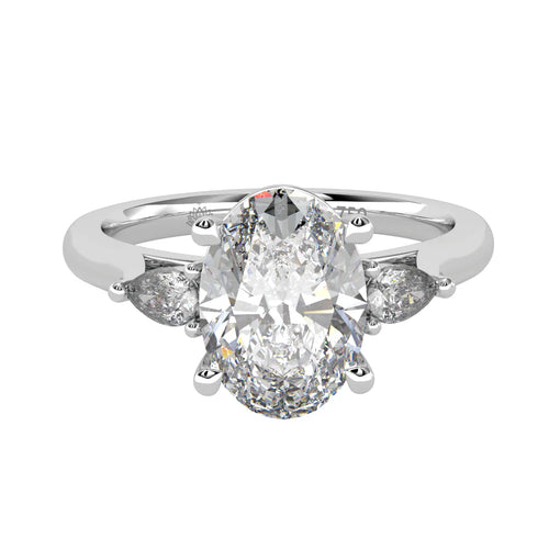 Load image 1 in gallery view. Isla Oval Diamond Ring with Pear Side Stones