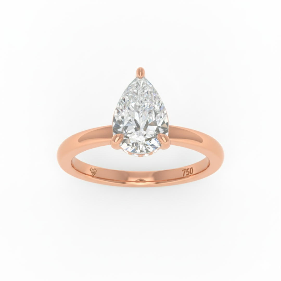 Kiara Pear Cut Diamond With Hidden Halo Engagement Ring