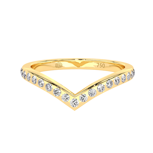 Load image 1 in gallery view. Evangelia V Round Brilliant Cut Diamond Wedding Band