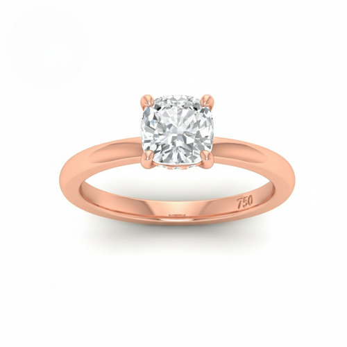Load image 1 in gallery view. Kiara Cushion Cut Diamond With Hidden Halo Engagement Ring