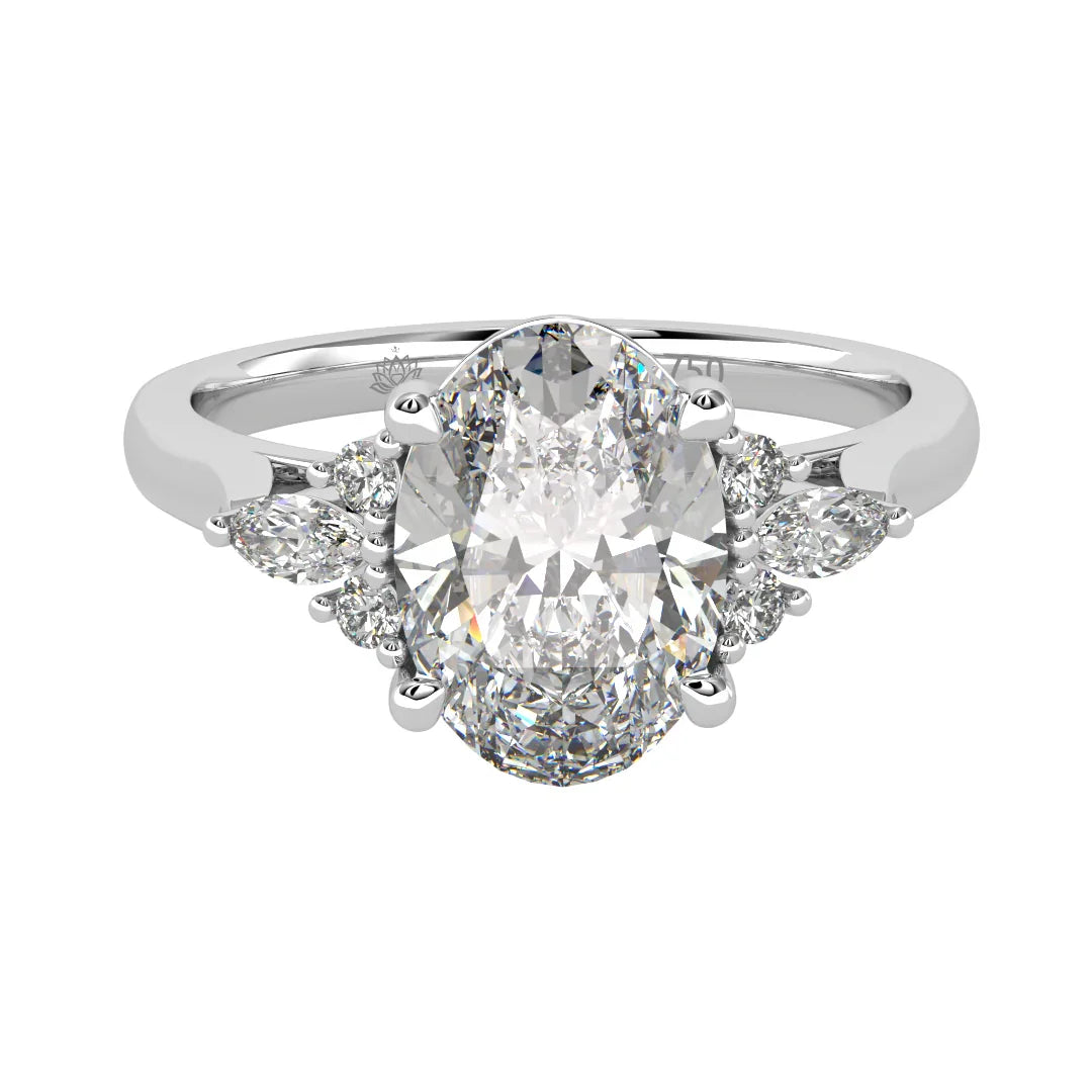 Grandeur Oval Diamond Ring with Sparkling Accent Band