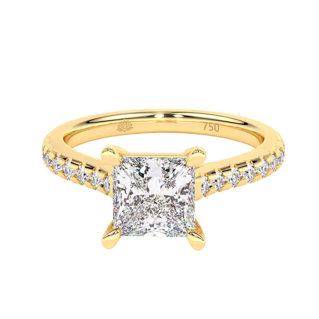 Antoinette Princess With Diamond Band Engagement Ring