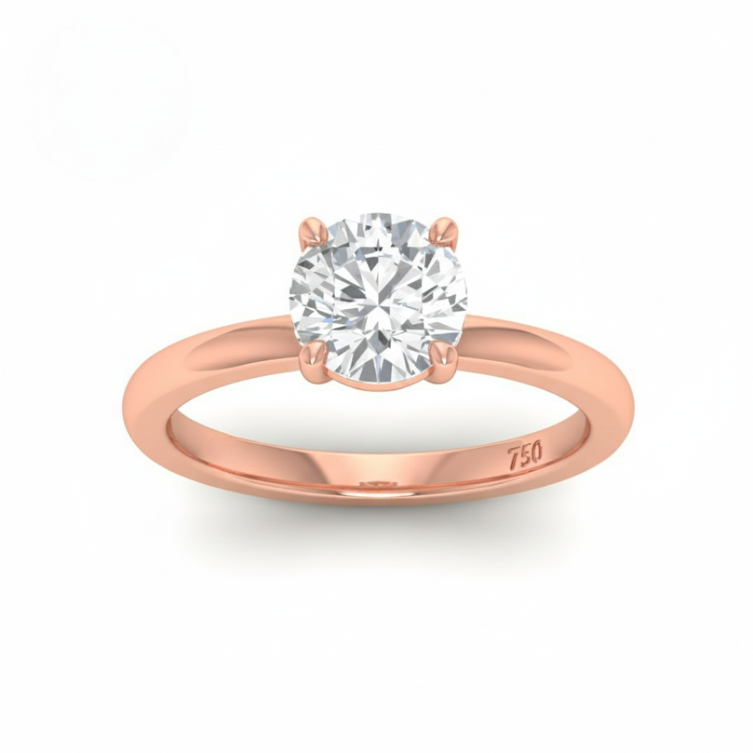 Kiara Round Cut Diamond With Hidden Halo Engagement Ring