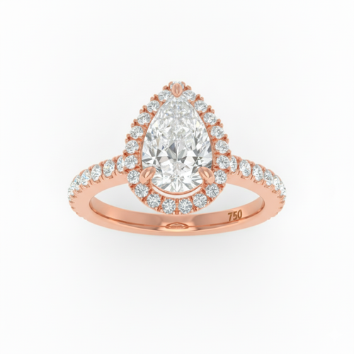 Load image 1 in gallery view. Belle Pear Cut Diamond Engagement Ring with Diamond Halo & Diamond Band